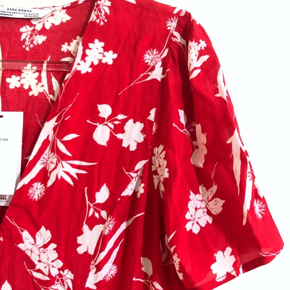 Zara Red and White Floral Midi Dress - Picture 4 of 5